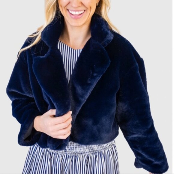 Koch Celese Jacket in Navy Faux, Size M - Picture 1 of 5